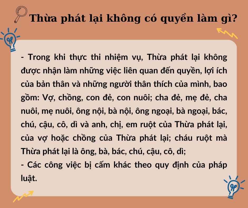 Thừa phát lại không được quyền làm gì?